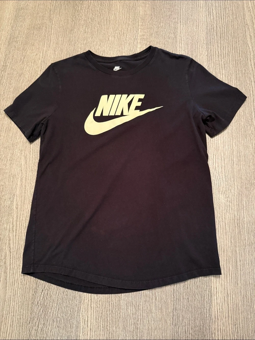 Nike Black Tee with Cream Swoosh Logo